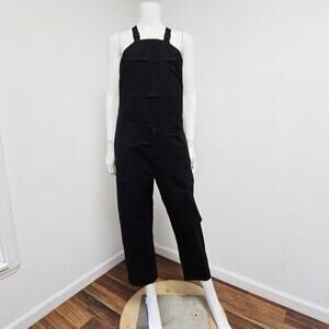 Lululemon Lab Overalls Womens XS Black Snap Sides 24” Inseam Relaxed Fit Pockets